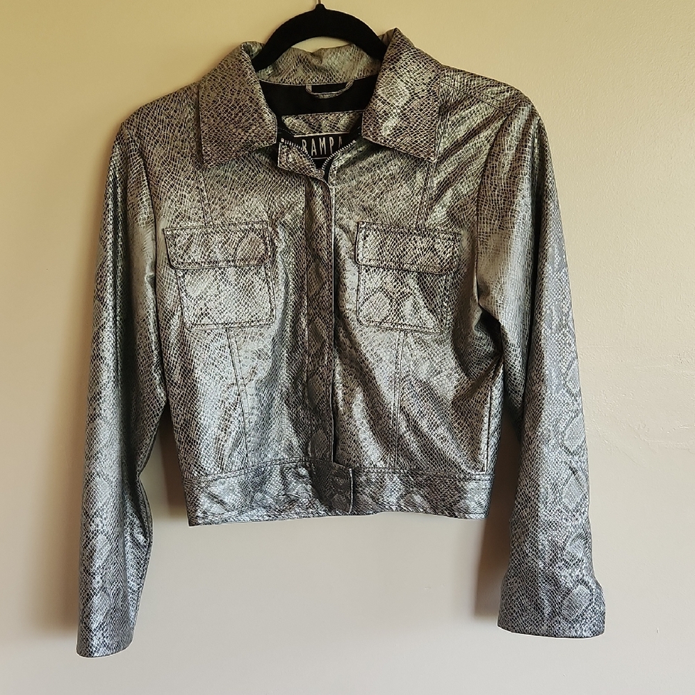 RAMPAGE Metallic Faux Snake Print Jacket, Size M
